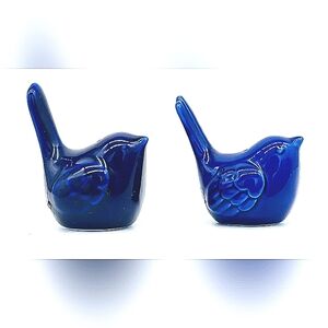 Fitz & Floyd Blue Ceramic Bird S & P Shakers Or Figurines